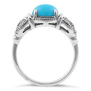 Sterling Silver Simulated Turquoise Oval Marcasite Ring