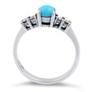 Sterling Silver Simulated Turquoise Round Marcasite Ring