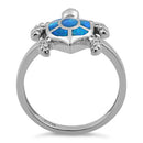 Sterling Silver Turtle Blue Lab Opal Ring