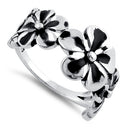 Sterling Silver Twilight Triple Plumeria Ring