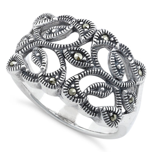 Sterling Silver Twin Butterflies Marcasite Ring