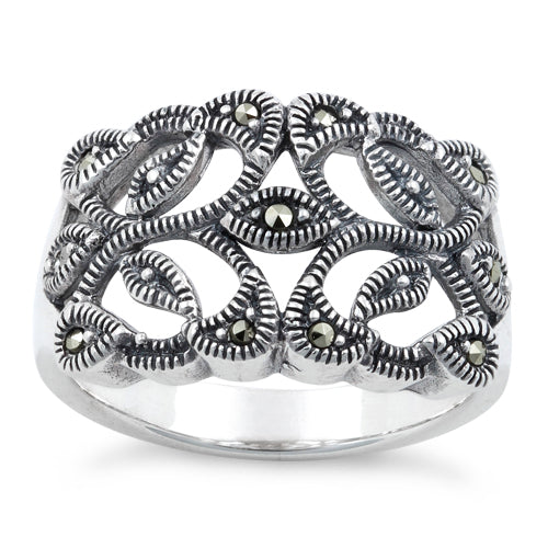 Sterling Silver Twin Butterflies Marcasite Ring