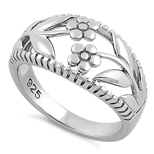 Sterling Silver Twin Flower Ring