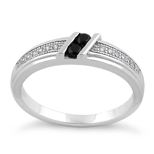 Sterling Silver Twins Black CZ Ring