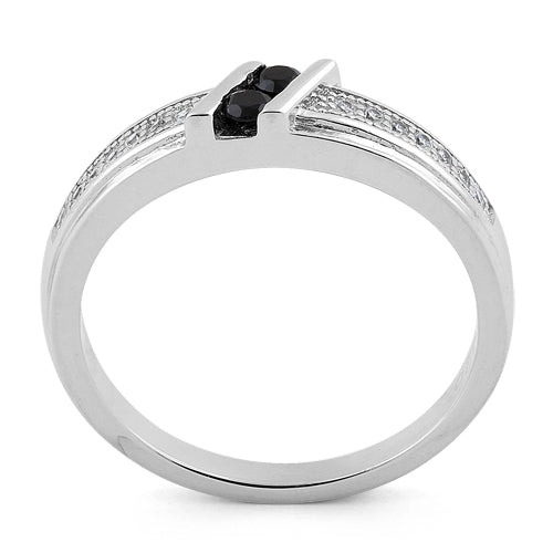 Sterling Silver Twins Black CZ Ring