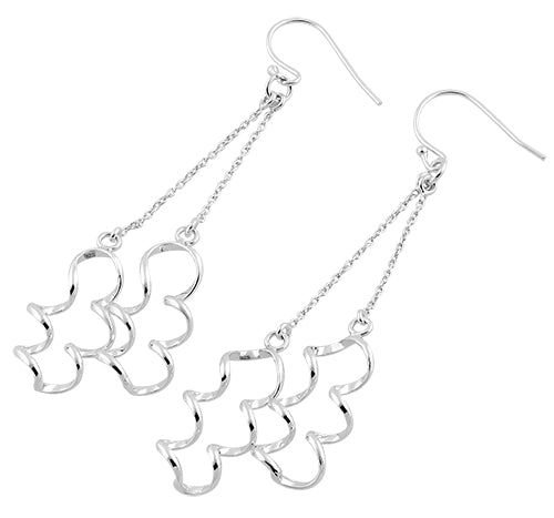 Sterling Silver Twisted Chain Dangle Hook Earrings