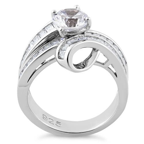 Sterling Silver Twisted Channel CZ Ring