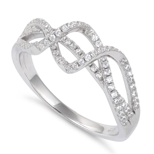 Sterling Silver Twisted CZ Ring
