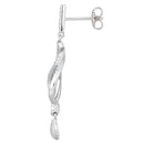 Sterling Silver Twisted Drop CZ Dangle Earrings