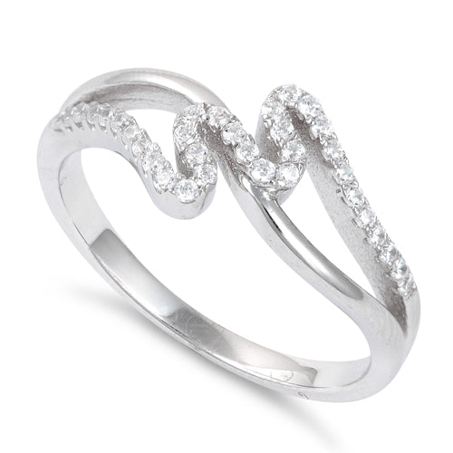 Sterling Silver Twisted Elegant CZ Ring