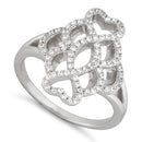 Sterling Silver Twisted Heart Pave CZ Ring