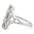 Sterling Silver Twisted Heart Pave CZ Ring