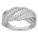 Sterling Silver Twisted Pave CZ Ring