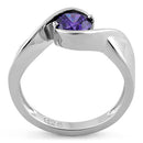 Sterling Silver Twisted Round Amethyst CZ Ring