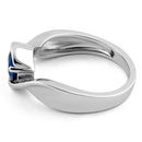 Sterling Silver Twisted Round Blue Spinel CZ Ring