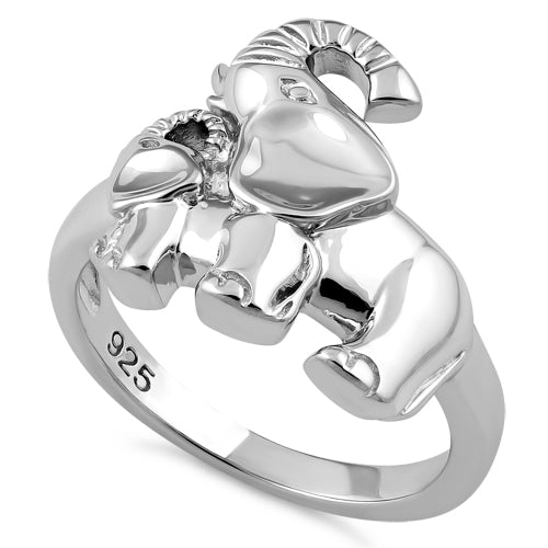 Sterling Silver Two Elephants Ring