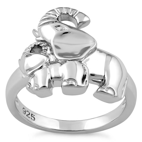 Sterling Silver Two Elephants Ring