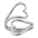 Sterling Silver Two Heart Wire Ring