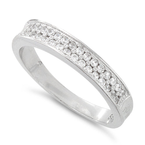 Sterling Silver Two Layer Pave CZ Ring