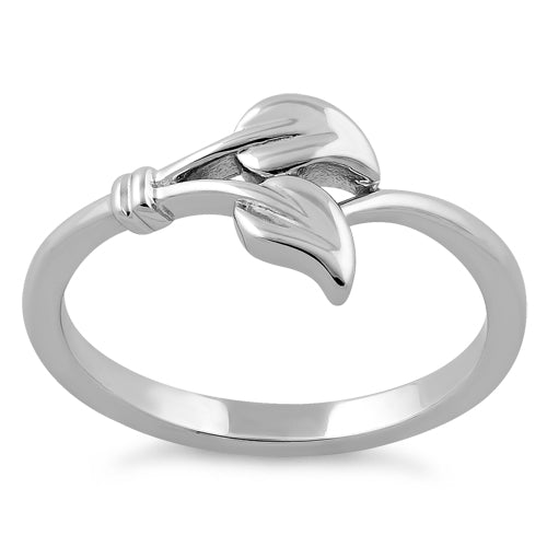 Sterling Silver Two Leaves Ring
