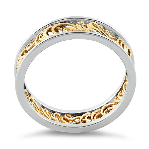 Sterling Silver Two Tone Gold Plated Curly Angel Strings Eternity Ring