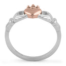 Sterling Silver Two Tone Rose Gold Plated Claddagh Ring