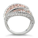 Sterling Silver Two-Tone Rose Gold Plated Freeform CZ Ring