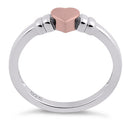 Sterling Silver Two-Tone Rose Gold Plated Heart Ring