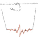 Sterling Silver Two-Tone Rose Gold Plated Heartbeat Necklace