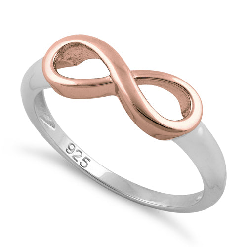 Sterling Silver Two Tone Rose Gold Plated Infinity Ring