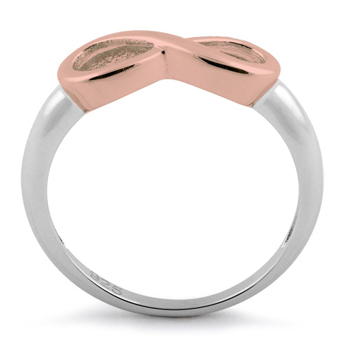 Sterling Silver Two Tone Rose Gold Plated Infinity Ring