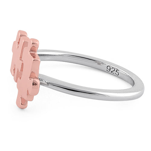Sterling Silver Two Tone Rose Gold Plated Jigsaw Puzzle Pieces Ring
