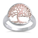 Sterling Silver Two Tone Rose Gold Plated Tree of Life Ring
