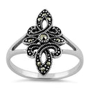 Sterling Silver Unique Fleur de Lis Marcasite Ring