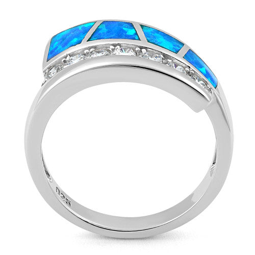 Sterling Silver Unique Lab Opal CZ Ring