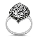 Sterling Silver Unique Leaf Marcasite Ring