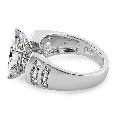 Sterling Silver Unique Marquise Cut Engagement CZ Ring