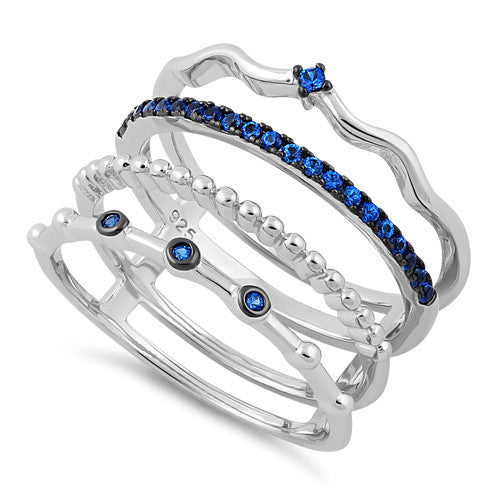 Sterling Silver Unique Multi-Style Blue Spinel CZ Ring