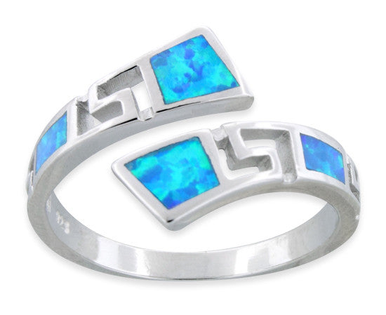 Sterling Silver Unique Pattern Lab Opal Ring