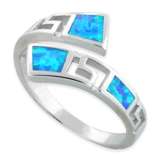 Sterling Silver Unique Pattern Lab Opal Ring