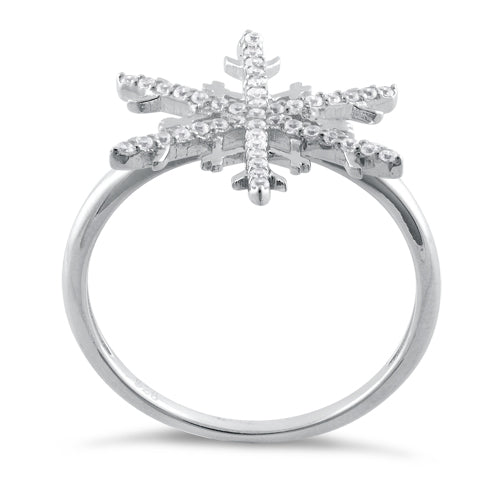 Sterling Silver Unique Snowflake Clear CZ Ring