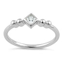 Sterling Silver Unique Square Clear CZ Ring