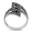 Sterling Silver Unique Square Marcasite Ring