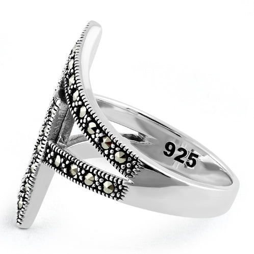 Sterling Silver Unique Square Marcasite Ring