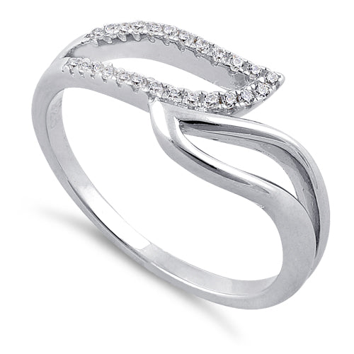 Sterling Silver Unique Wavy Clear CZ Ring