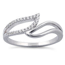 Sterling Silver Unique Wavy Clear CZ Ring