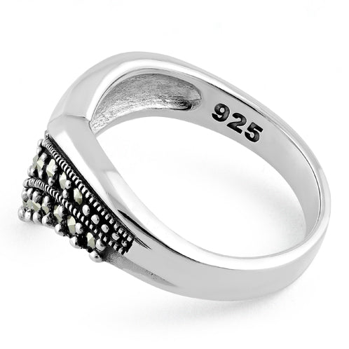 Sterling Silver V Shape Marcasite Ring