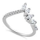 Sterling Silver V Shape Marquise CZ Ring