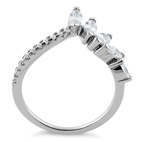 Sterling Silver V Shape Marquise CZ Ring