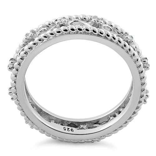 Sterling Silver Vine Rope CZ Ring